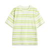 Li Ning Sports Lifestyle Series Casual Simple Striped Round Neck Pullover Short Sleeve T-Shirt Men Tops Off-White Vibrant-Green ATSV515-1