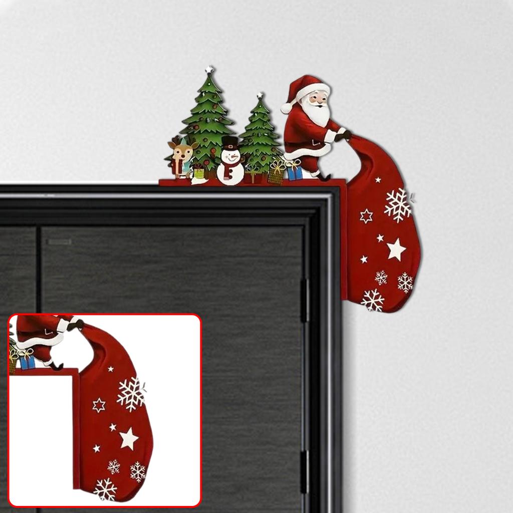 Christmas Door Frame Corner Wall Stickers, Elk,wooden Door Corner Decorations