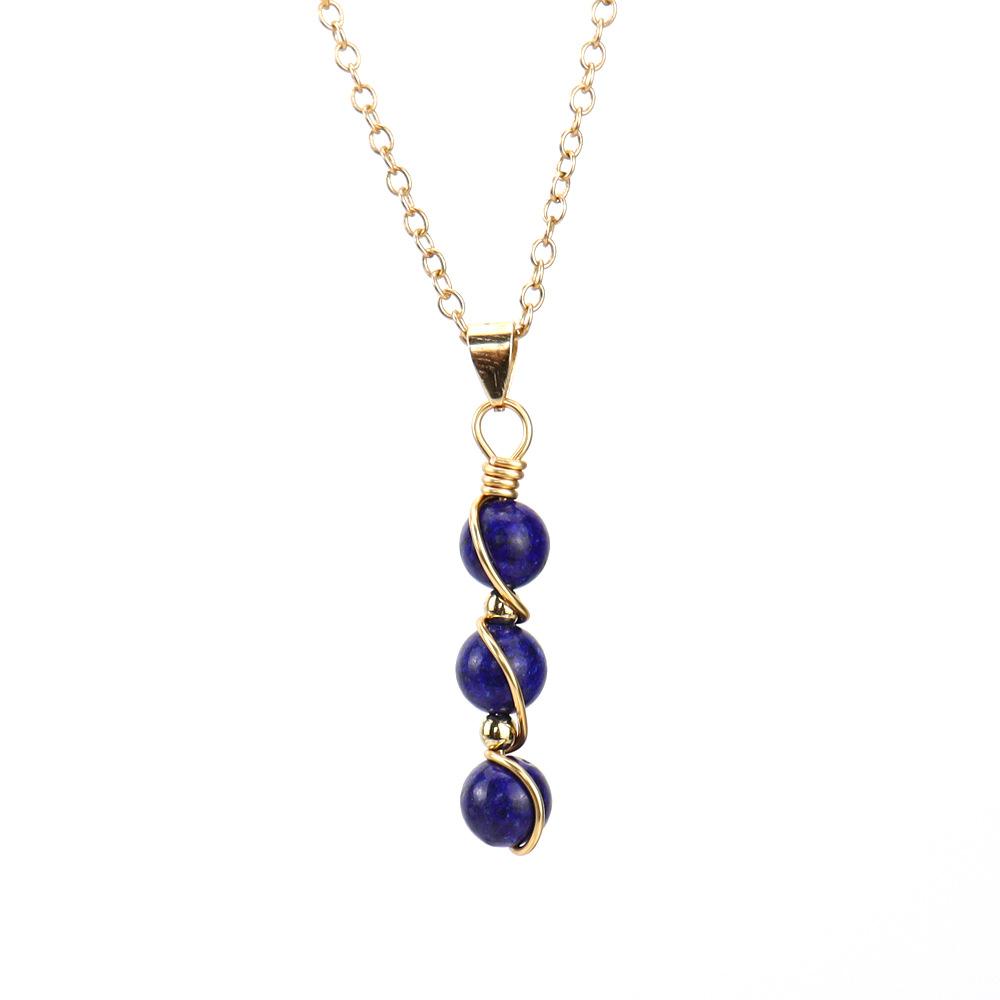 Подвеска-ожерелье с кристаллом, бусиной из агата и аметистом, ручная намотка N709