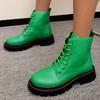 Fashion High Quality Green Women's Boots 2024 Autumn Winter New High Top Lace Up Motorcycle Boot Non-slip Thick Sole Ladies Hiking Boots