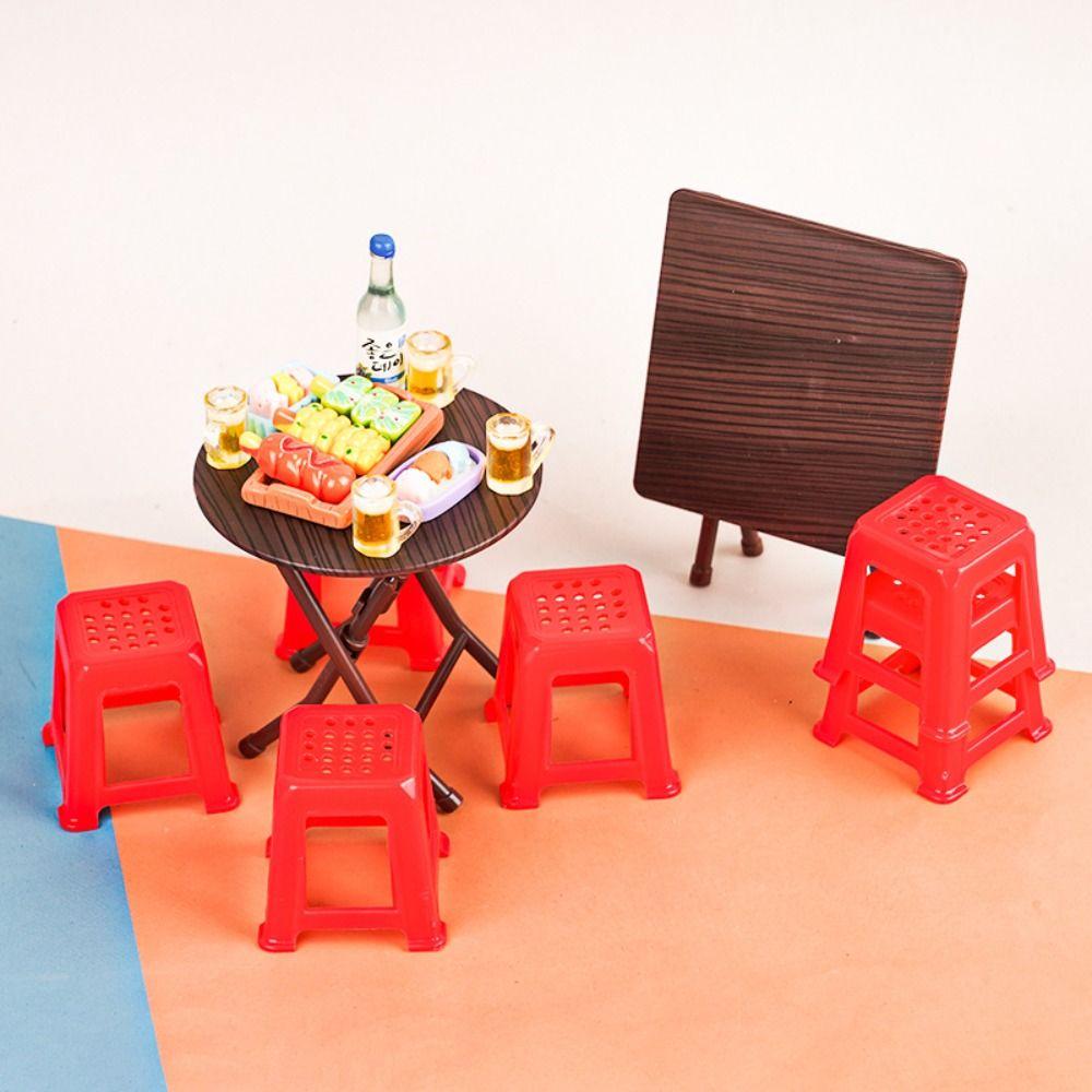 Мини-табурет Кукольный домик Складной стол Кукольная мебель Кукольный домик Маленький стул Детский подарок