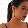 SHIXIN Хэллоуин Красный Хрусталь Капля Крови Длинная Кисточка Висячие Серьги для Женщин Готический Винтажный Серьга-капля 2026