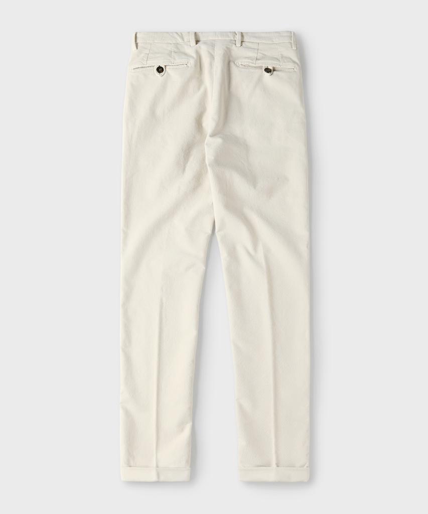PANICALE Ivory Regular Slim Fit Textured Cotton Pants