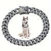 1pcs Dog Chain Collar Diamond Cuban Chain Dog Collar 13mm Wide Dog Necklace Metal Cat Chain Pet Crystal Collar Jewelry Accessories Suitable Pet