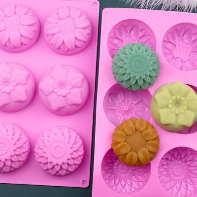 Силиконовая форма для мыла в форме цветка, 6 ячеек, для DIY, ручной работы, для изготовления ароматерапевтического мыла, форма для шоколадного торта, принадлежности для рукоделия