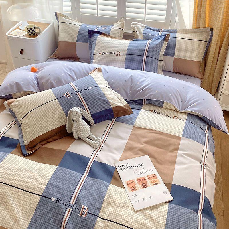 Комплект из четырех простыней, постельное белье, пододеяльник из стираного хлопка с пескоструйной обработкой, простыня, односпальное одеяло для спальни, комплект из трех предметов