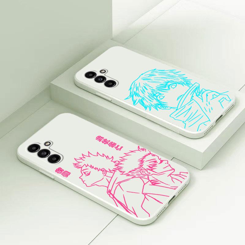 Cartoon Jujutsu Kaisen Phone Case For Samsung Galaxy A71 A21s A01 A03s A70 A31 A02 A51 A50 A11 Silicone Square Liquid Cover Bag
