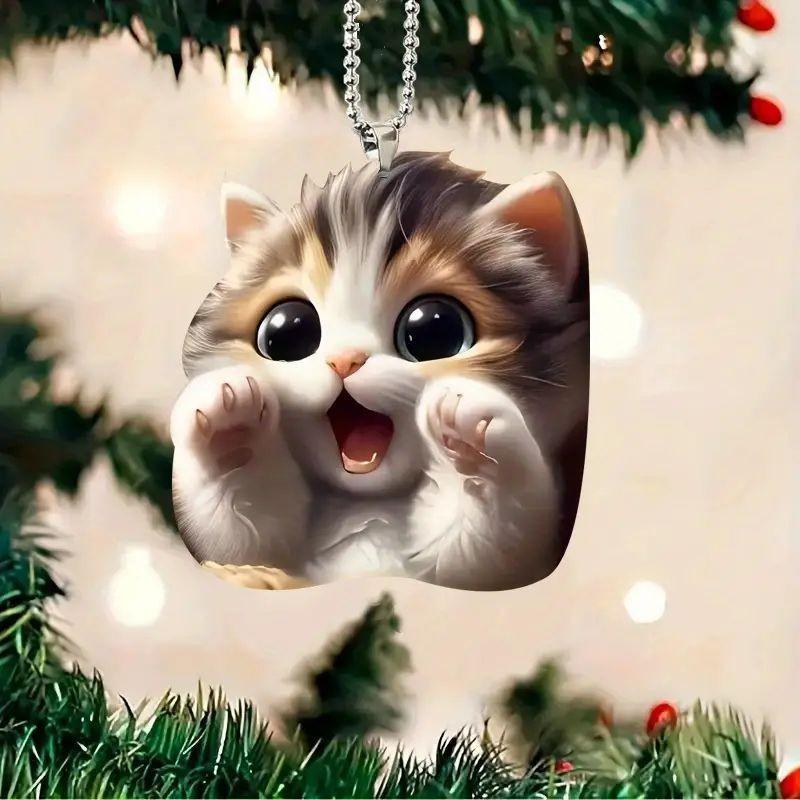 Очаровательное акриловое подвесное украшение в виде кошки для украшения салона автомобиля в мультяшном стиле