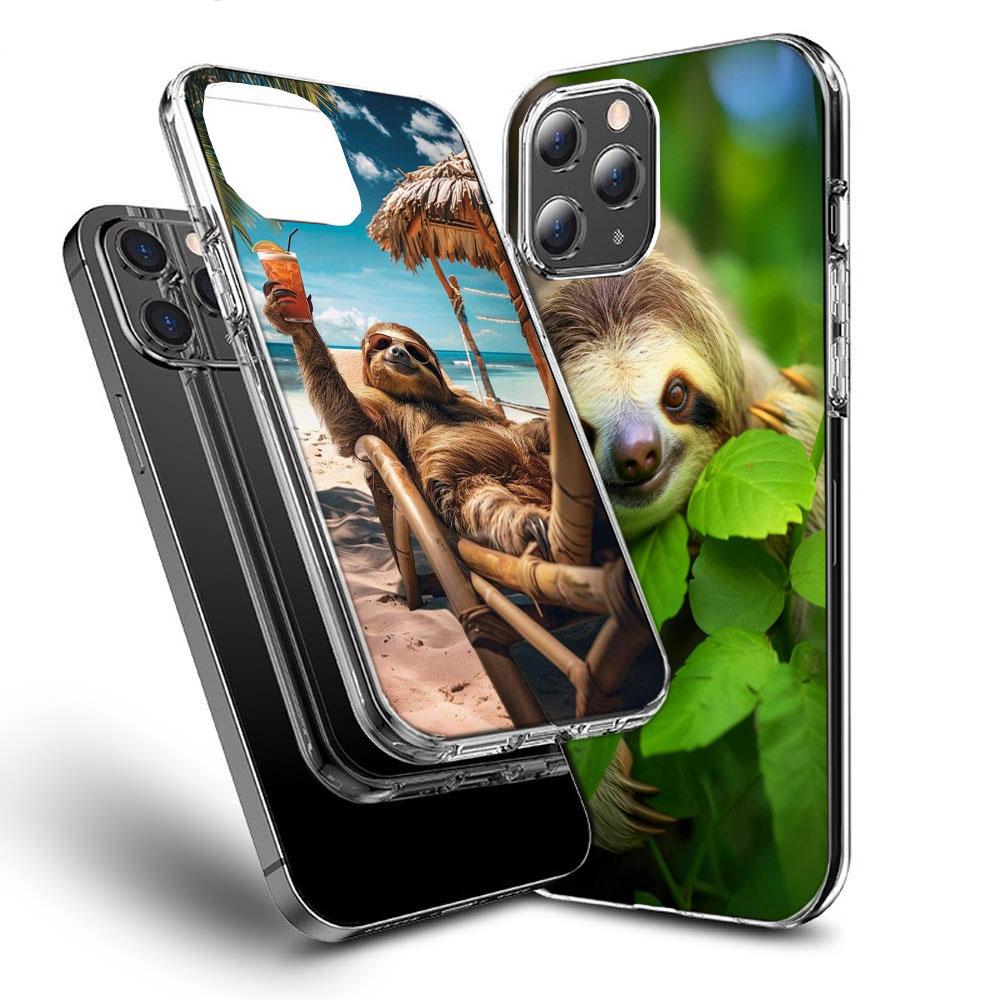 Милый чехол для телефона с ленивцем для iPhone 16E 15 Pro 14 Plus 17E 16 17 Pro Max Air 11 12 13 Mini Ударопрочный Capa Милый чехол TPU Прозрачный
