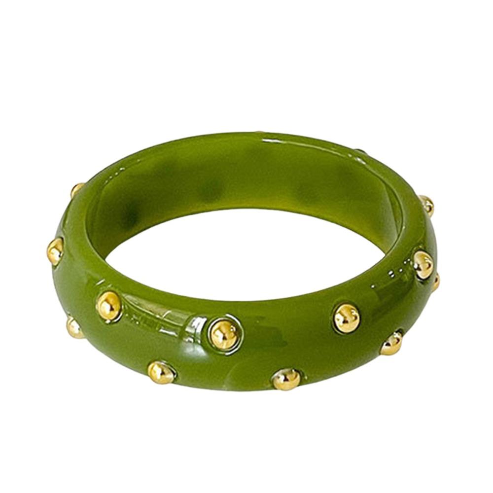 Punk Style Resin Bangle Vintage Chunky Bracelet Metal Point Wide Bangle Women Accessories
