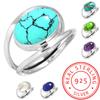 Кольцо из стерлингового серебра 925 пробы с драгоценными камнями, ювелирные изделия ручной работы, подарок на помолвку, сине-зеленый, фиолетовый, медный, бирюзовый, жемчужный, лазурит, перламутр, солитер