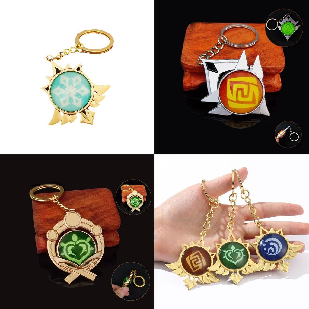 Брелок Genshin Impact Семь Элементов с Дизайном Гео Анемо Электро Дендро Гидро Пиро Крио