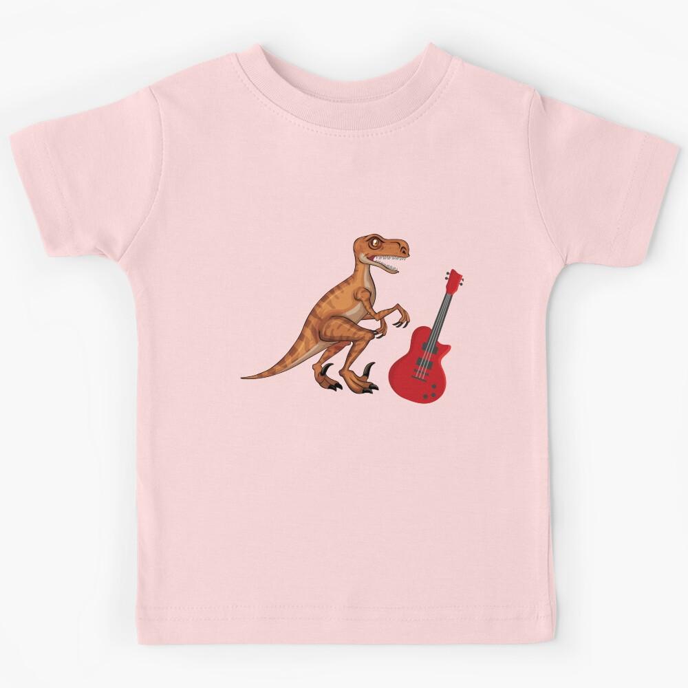 Dinosaur Playing Electric Guitar ,Funny Good Dinosaur Electric Guitar Lovers Art Kids T-Shirt