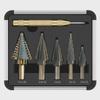 British Pagoda Step Drill Bit Set for Hand Drills - Black and Yellow Metal Hole Opener.