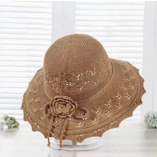 Summer Straw Beach Hat for Women UPF 50 Floppy Wide Brim Sun Protection Hat Foldable Travel Bucket Hat