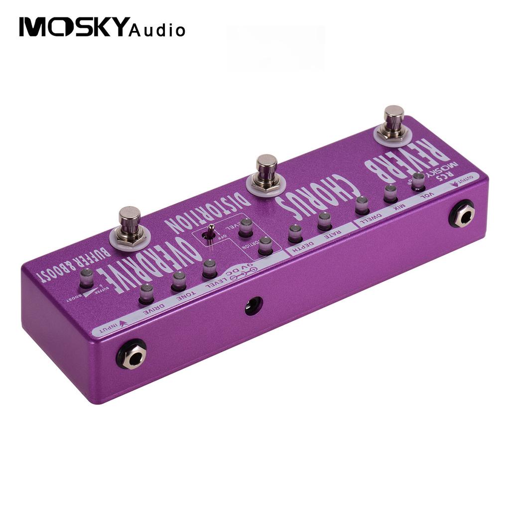 MOSKYAudio RC5 6 в 1 гитарная педаль мультиэффектов Реверберация + Хорус + Дисторшн + Овердрайв + Бустер + Буфер Цельнометаллическая