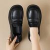 Black Small Leather Shoes Women'S British Summer Flat-Soled Single Shoes Big Head Loafers Large Size Women'S Shoes 41-43