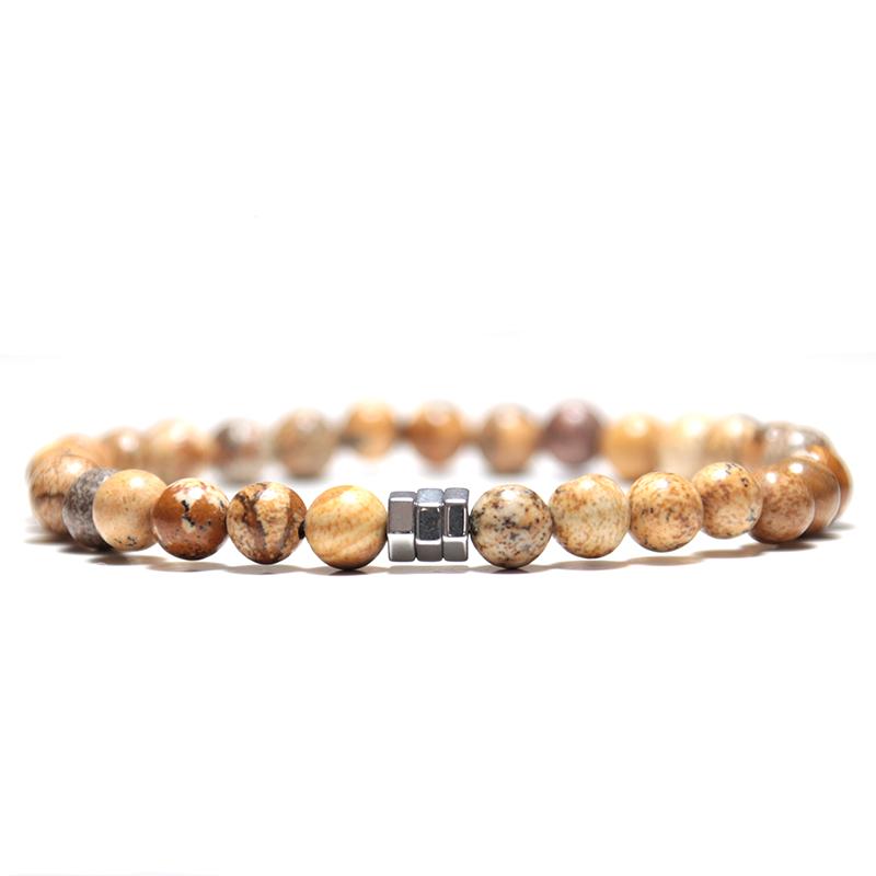 New 3 Styles Beaded Bracelet For Men 6mm Onyx Map Hematite Stone Yoga Meditation Healing Braslet Erkek Bileklik Pulseria Hombre