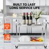 Stainless Steel Utility Cart with Wheels Kitchen Cart Mobile Dining Car Trolley for Kitchen Restaurant Hospital Lab and Hotel