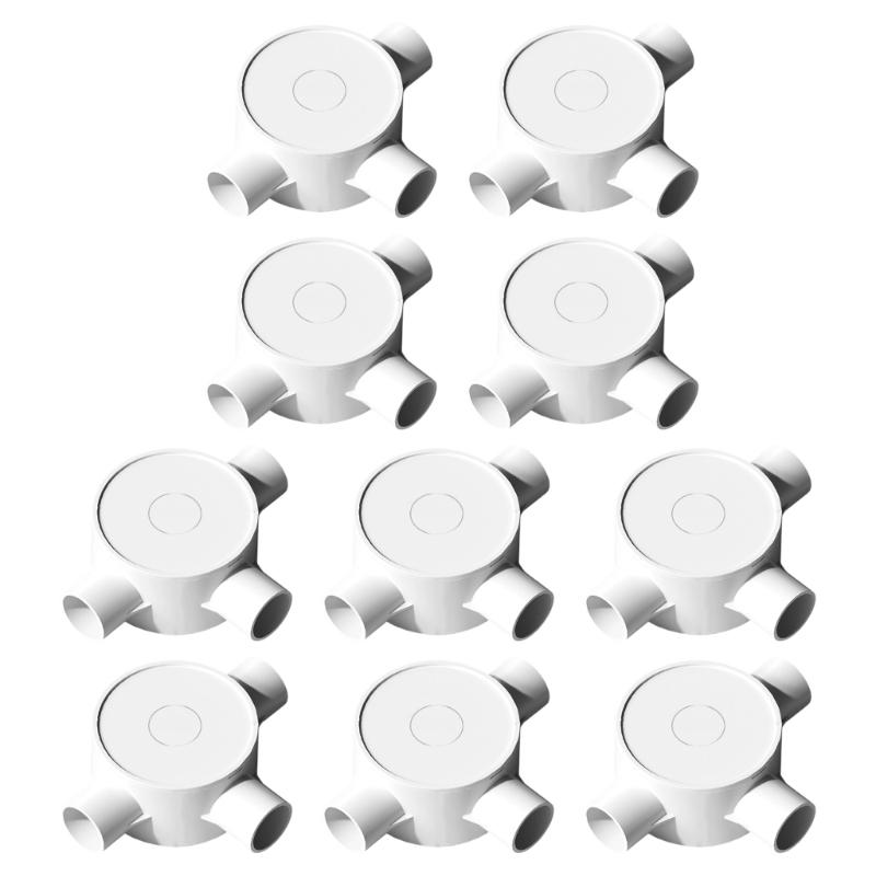 Electrical Junction Box With Cover 3/4 Way Junction Box Round Wire Box Connectors Conduit Splitter For Home Office Use