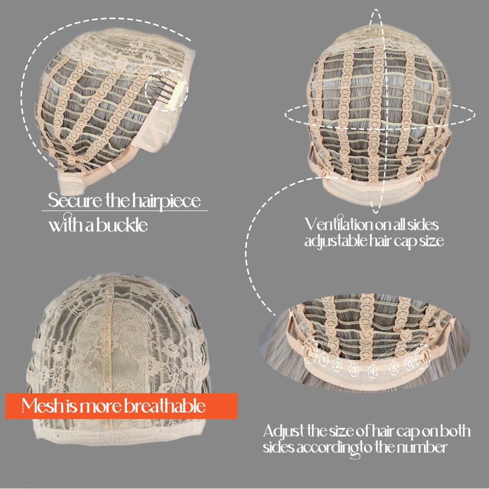 MISS WIG Grey Wig Long Wavy Wig with Bangs Synthetic Fiber Long Water Wave Wig for Women Daily Wear