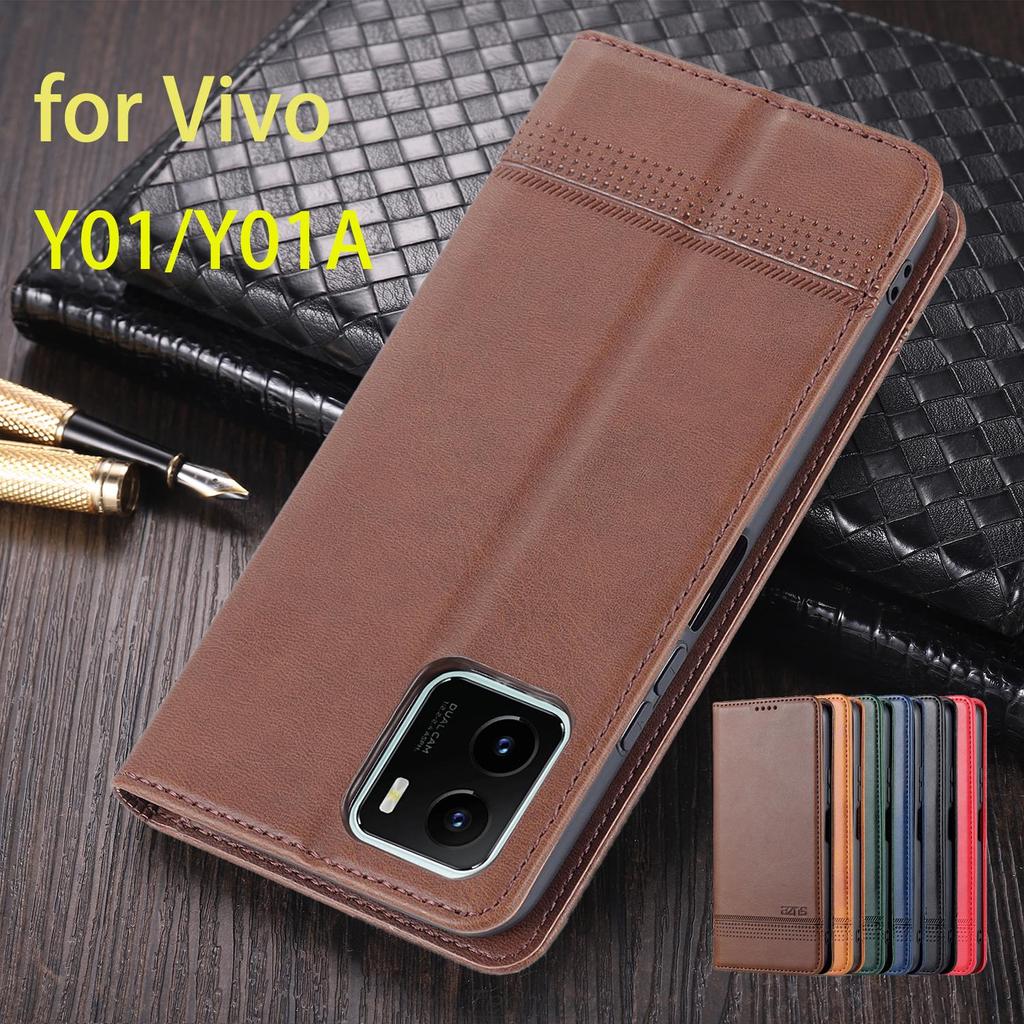 Роскошный магнитный адсорбционный кожаный чехол для Vivo Y01 Y01A Y 01 откидной чехол защитный чехол Capa Fundas Coque