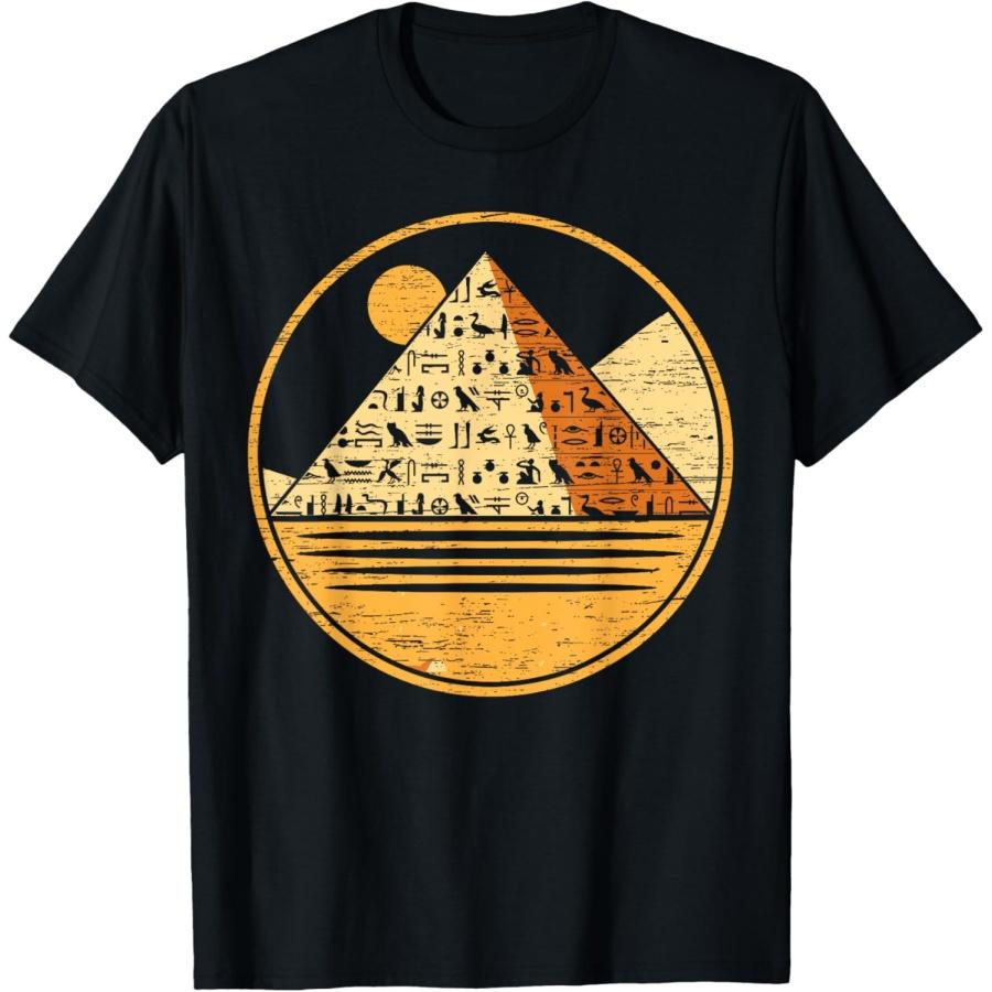 Египетская мифология, Египет. Футболка SteMi Apparel унисекс для взрослых, черная, с изображением маленькой египетской пирамиды и Древнего Египта.