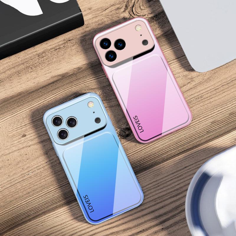 Фиолетово-синяя комбинация Для iPhone 17 Air 16 E 15 14 13 Plus 12 mini 11 17 Pro Max XR Xs Max 16E 7 8 Чехол для телефона из закаленного стекла