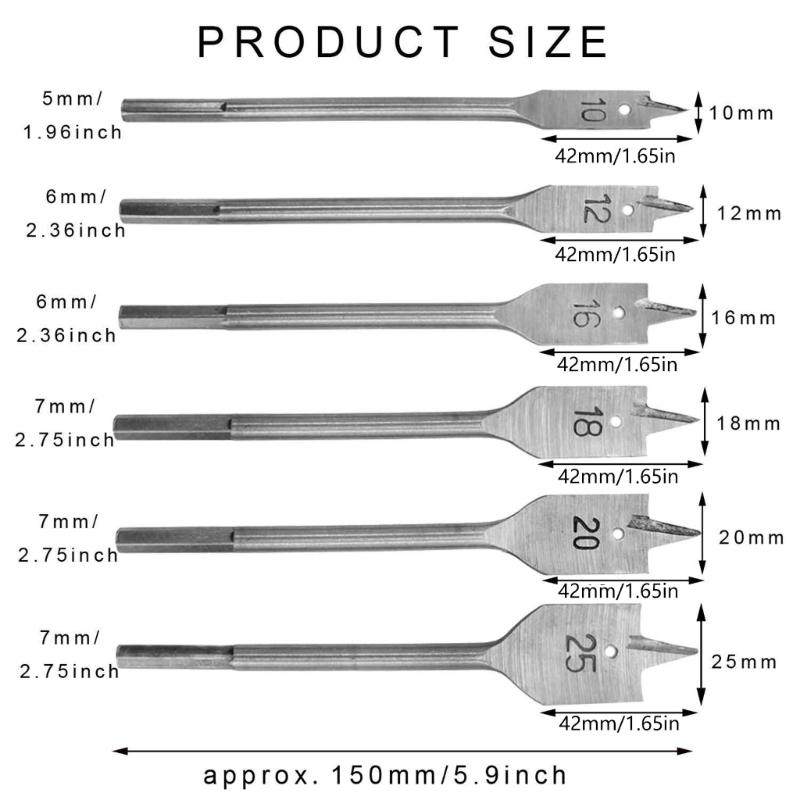 Premium Heat Treated Carbon Steel Shovel Type Wood Auger Bits For Accurate Boring On Electric Drills Expansion Tool