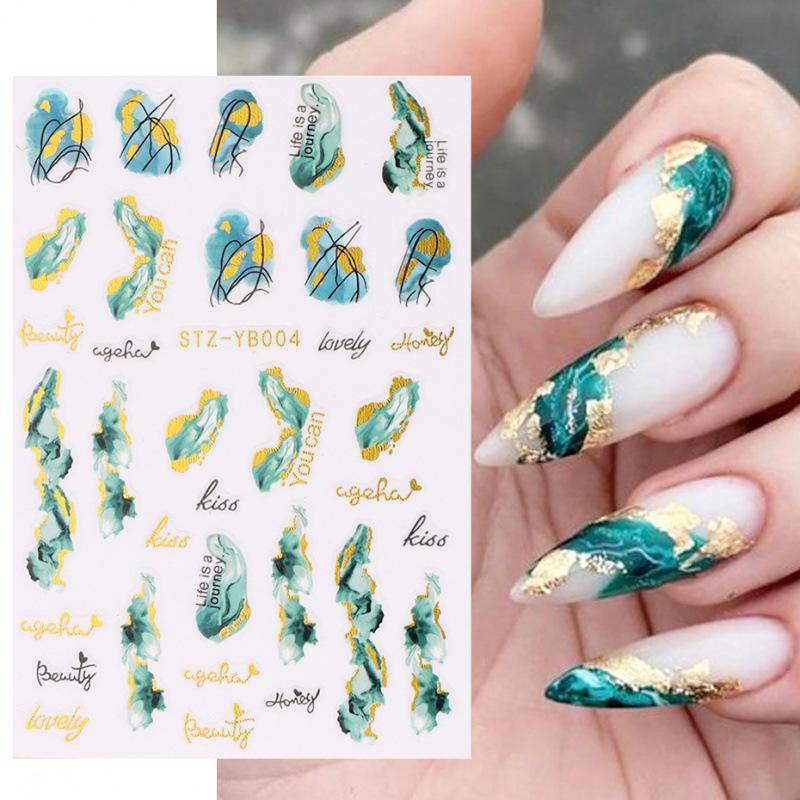 Fashion Marbling Pattern 3D Nail Art Decal Summer Gel Polish Sticker Geometry Manicure Decoration