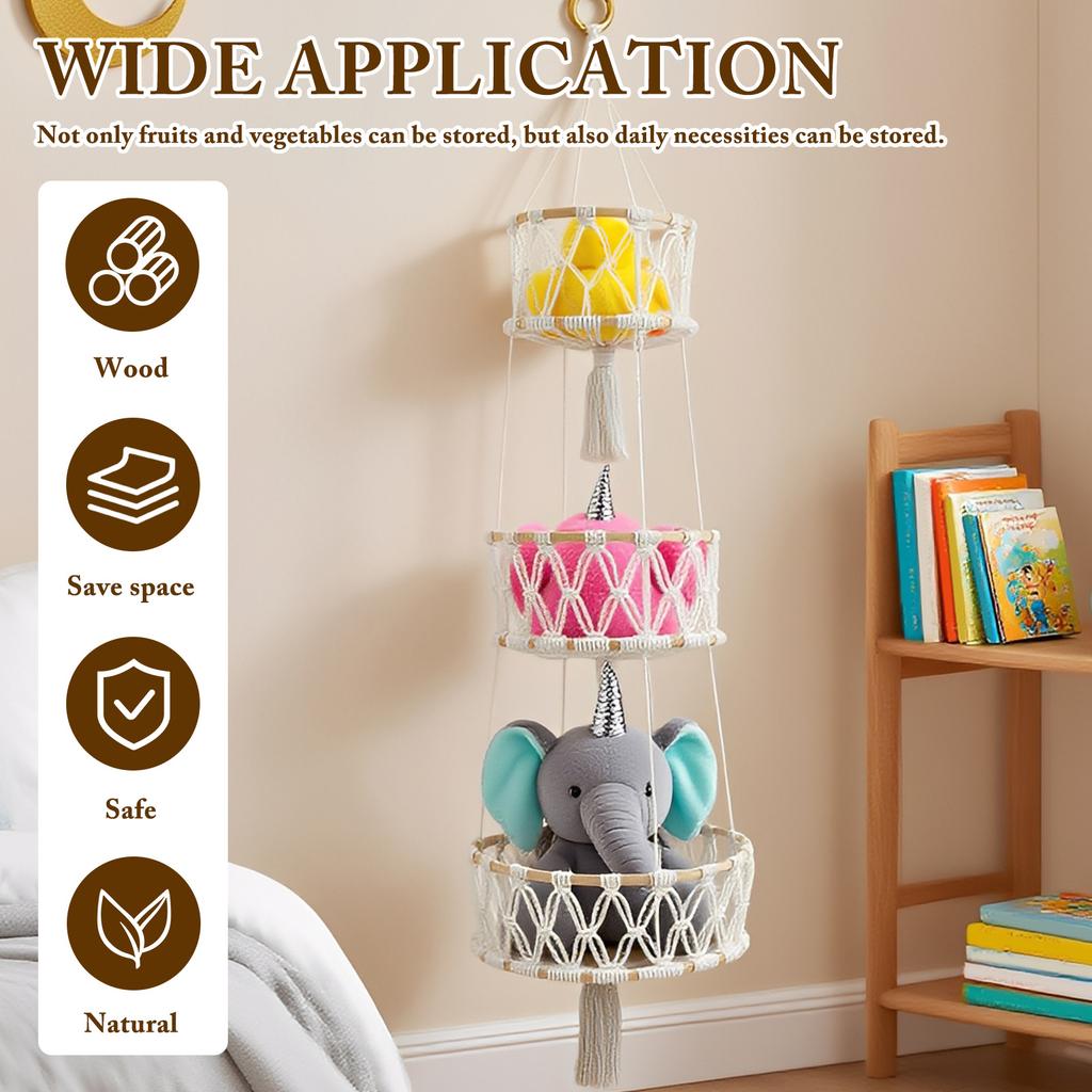 3-ярусные подвесные корзины для растений, держатель для цветочных горшков, многофункциональная подвесная декоративная плетеная веревка для подъема, товары для дома и сада