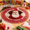Christmas 3D Rug Optical Illusion Santa Claus Round Floor Mat Non-Slip Xmas Santa Door Mat with Depth Pattern
