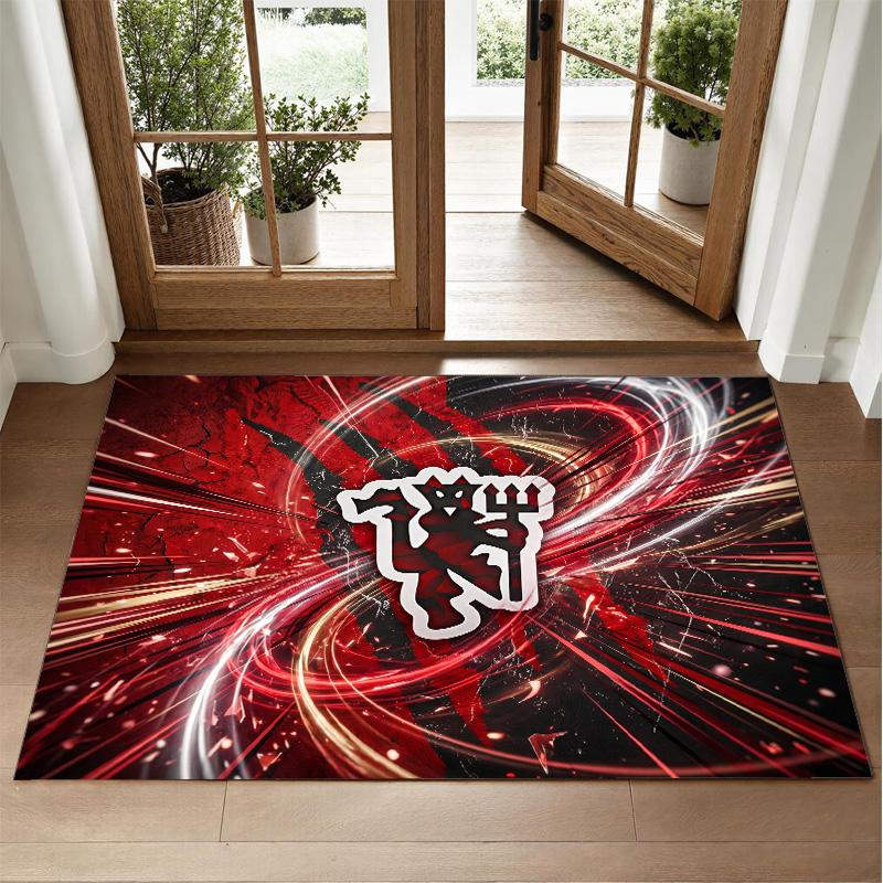 Manchester United Design Crystal Velvet Rug Soft Decorative Mat for Bedroom Entrance