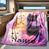 Cute Kittens With Hearts On A Dreamy Background Blanketcustomizable With Your Namecomfortable And Stylish Perfect For Travel Beds Chairs Offices Sofas