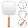 Handheld Makeup Mirror Vintage Mirror Portable Wood Makeup Mirror Square Hand Held Mirror for Men&