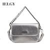 Women's Oblique Straddle Bag, Fashionable Silver Chain Versatile Shoulder Square Bag