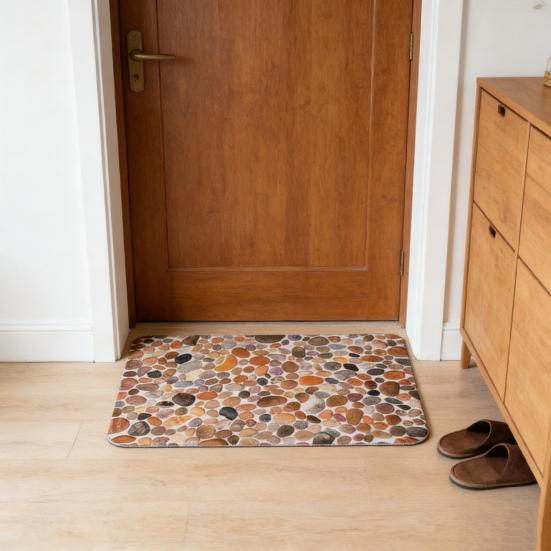 Yousheng 3D Оптическая иллюзия Ковер Галька Камень Визуальная иллюзия Придверный коврик Нескользящий Водопоглощающий Напольный коврик для ванной комнаты Спальни Гостиной Прихожей