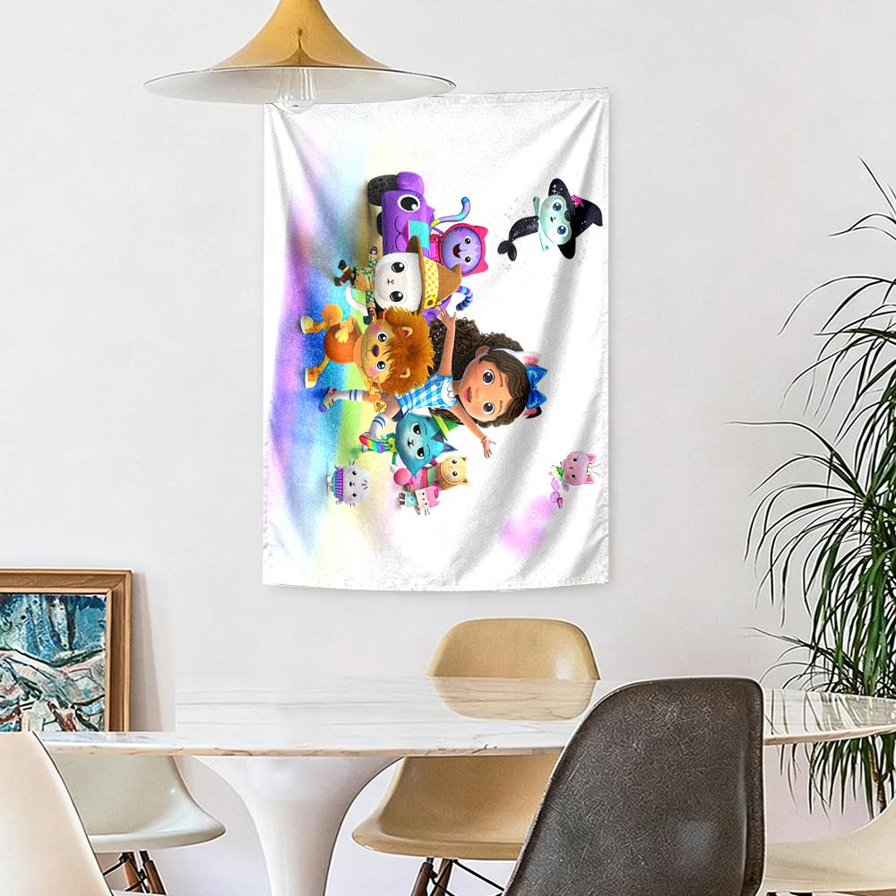 Cartoon Cute Gabbys5 Wall Decor Tapestry Art For Pet Memorial Birthdaywedding Party Backdrop Family Gift