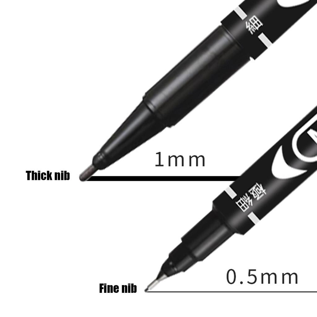 Black Marker Pen Dual Thick And Thin Nib Waterproof Pen Sketchbook Painting Ma Paint C2x7 Suppl V2H5