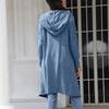 Женский свободный вязаный кардиган средней длины с капюшоном, пальто с косами