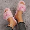 Soft Fluffy Fur Slippers Women Winter House Warm Furry Slippers Women Flip Flops Butterfly Home Slides Flat Indoor Floor Shoes