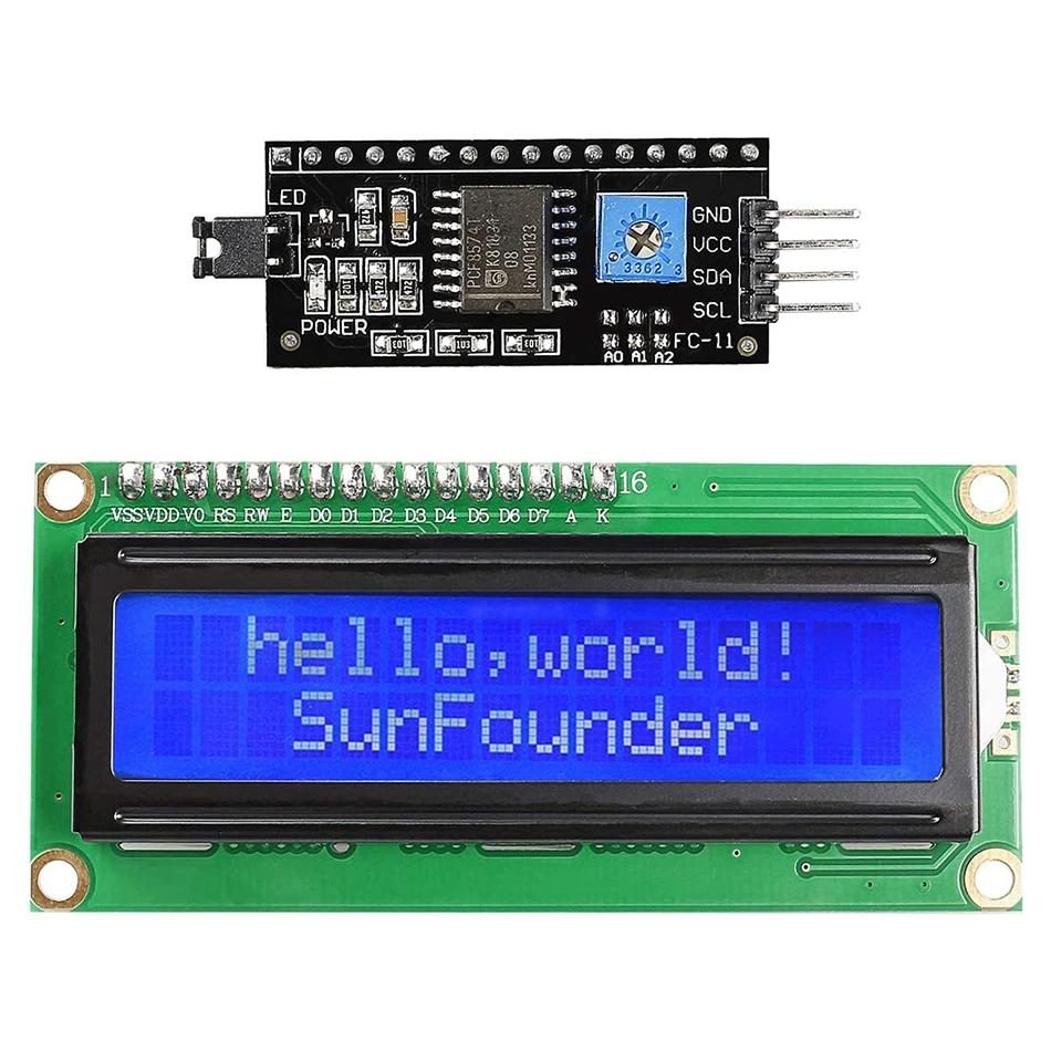 LCD1602+I2C 1602 16x2 1602A Синий/Зеленый экран HD44780 Символьный LCD /с IIC/I2C Последовательным Интерфейсным Адаптером Модуль Для Arduino