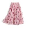 DX~~ Three-dimensional Heavy Industry Embroidered Yarn Skirt Summer Super Fairy Temperament Three-dimensional Butterfly Mesh Midi Skirt