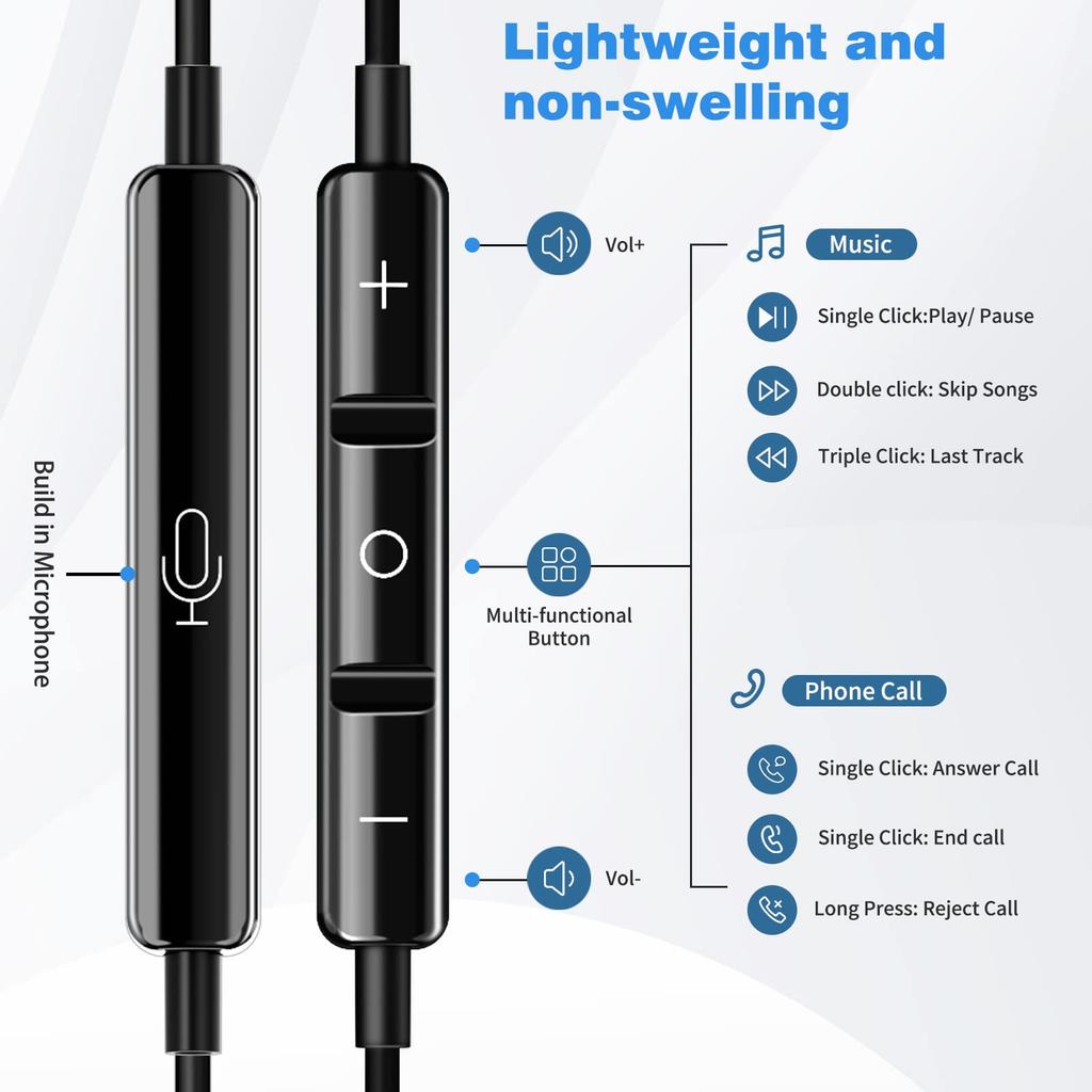 HGCXING USB C Headphones for Samsung S25 S24 FE Galaxy Tab S10 Magnetic HiFi Type C Earphones Noise Canceling Earphones with Mic Control for iPhone