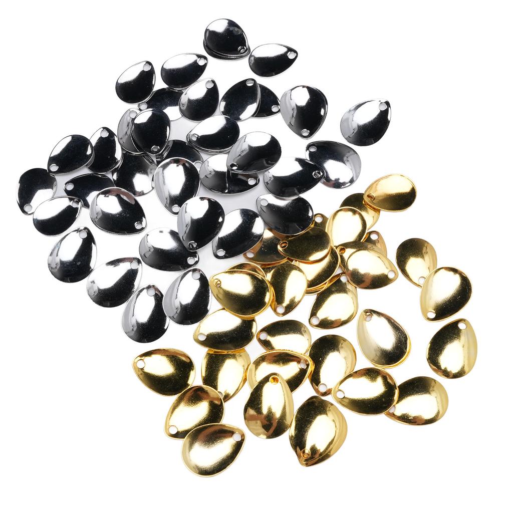 80Pcs Fishing Rotating Blades Stainless Steel Fishing Spoon Rigs for Saltwater and Freshwater Gold Silver