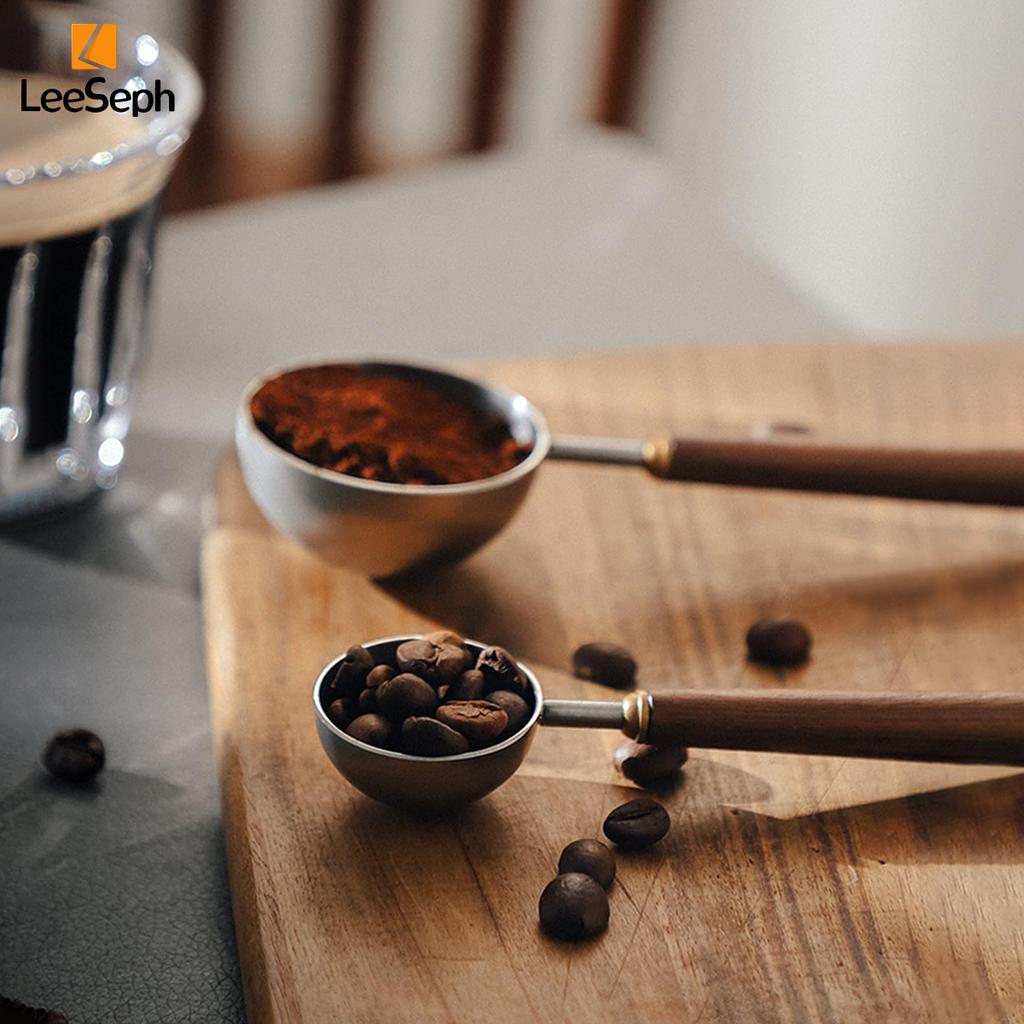 Кофейная ложка Leeseph из нержавеющей стали с ручкой из орехового дерева, для кофейной гущи, листового чая, сахара, специй, кухонных принадлежностей