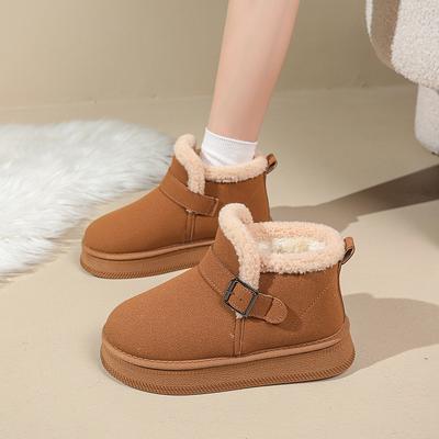 Женские зимние сапоги 2025 новая корейская версия модные ленивые туфли круглый носок плоские хлопковые туфли женская обувь теплая обувь женская
