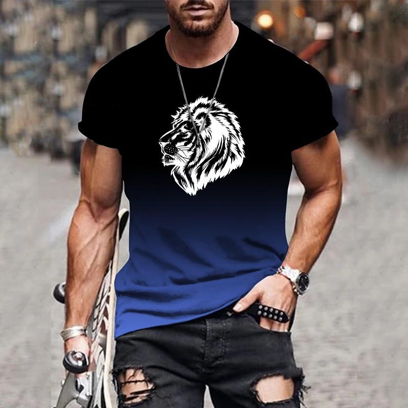 Мужская 3D градиентная печать модный трендовый принт Harajuku дизайнерские повседневные топы с коротким рукавом очень большие размеры мужская одежда