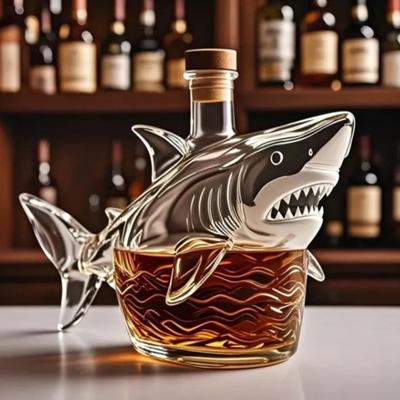 Графин для бутылки виски с 3D-резным дизайном в виде акулы, декоративная бутылка для ликера, контейнер для вина, пива, центральное украшение для домашнего бара