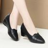 Women Fashion Pointed Toe Soft Pu Leather Slip On Wedge Heel Shoes for Office Career Lady Casual Elegant El Work Shoes Ga50